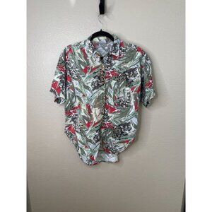 Ms. Paquette Womens Tropical Print Button-Up Hawaiian Shirt Size M Jungle Style
